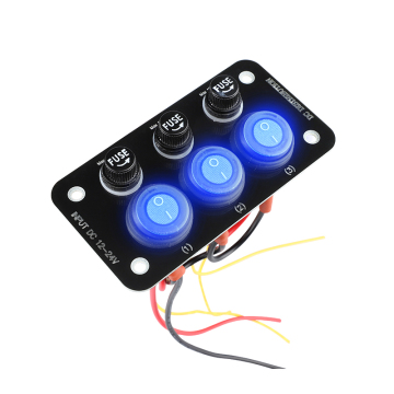 Automotive 12V 24V 3 Gang Fuse Dimmer Rocker Switch Panel for Car Marine Boat RV Camper