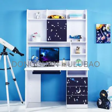 Single computer desk with bookcase