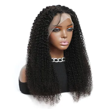 10A Glueless Full Lace Front Wig Unprocessed Hair Kinky Curl Wigs Black Women Free Part Chinese Virgin Full Lace Human Hair Wigs