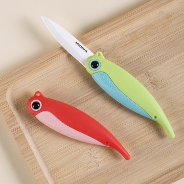 Keramische papegaai mini -messen - Pocket Folding Fruit Knife met veiligheidsmantel