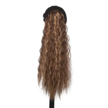 MYZYR 23Inch Long Afro Curly Synthetic Drawstring P onytail Hairpieces Women P ony Tail Hair Extension Clip Heat Resistant