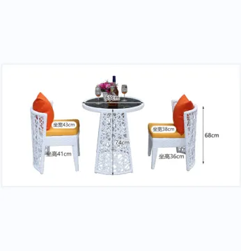 Woven Rattan Glass Outdoor Table Set for Coffee Shop