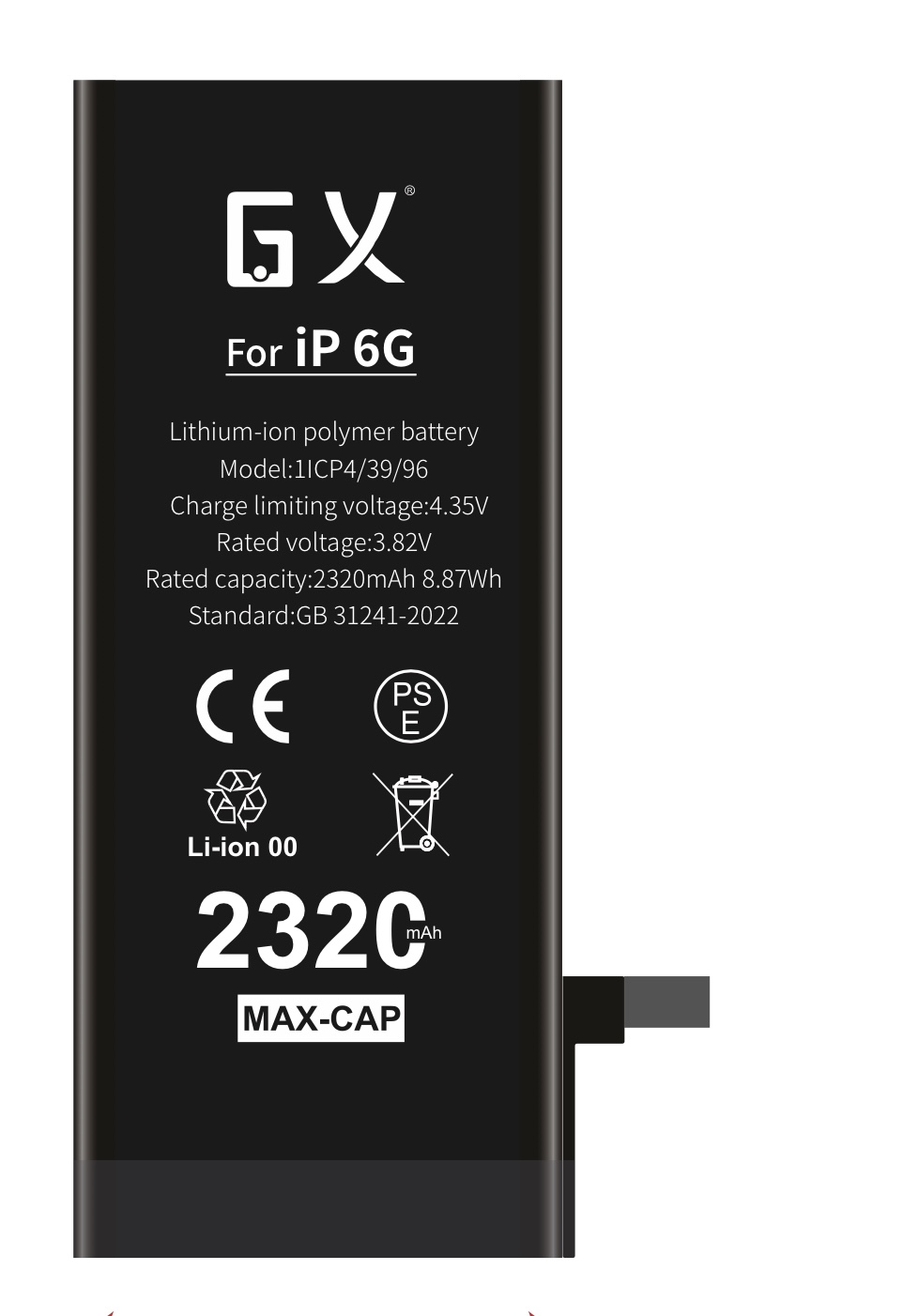 GX für Apple Hohe Kapazität Batterie 6G