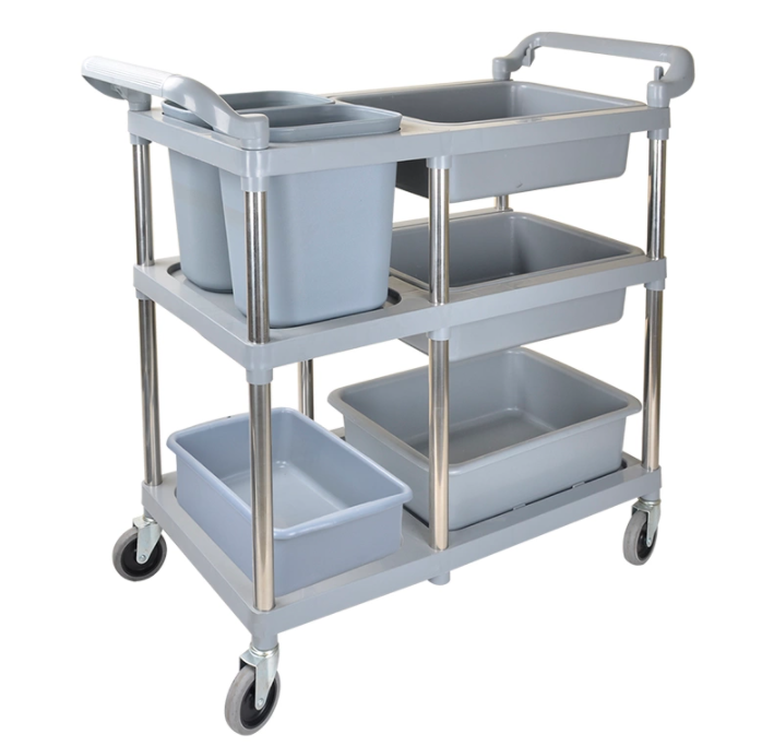 Commercial cleaning trolley for restaurants