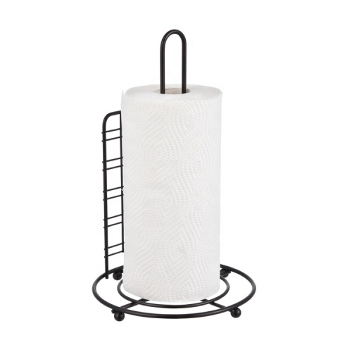 Household Organiser Black Kitchen Countertop Standing Toilet Paper Roll Towel Holder Factory