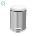 Indoor Plastic Lid Stainless Steel Pedal Trash Bin