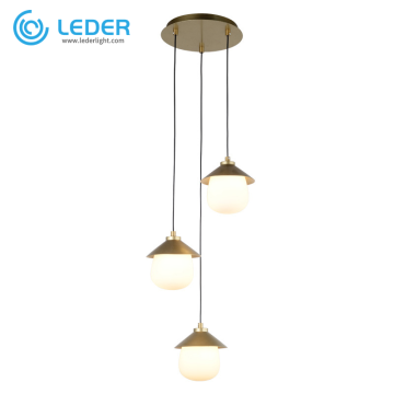 Lampe à suspension LEDER en laiton et métal