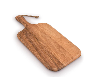 Rounded Edge Acacia Wood Rectangle Cutting Board with Grip Handle