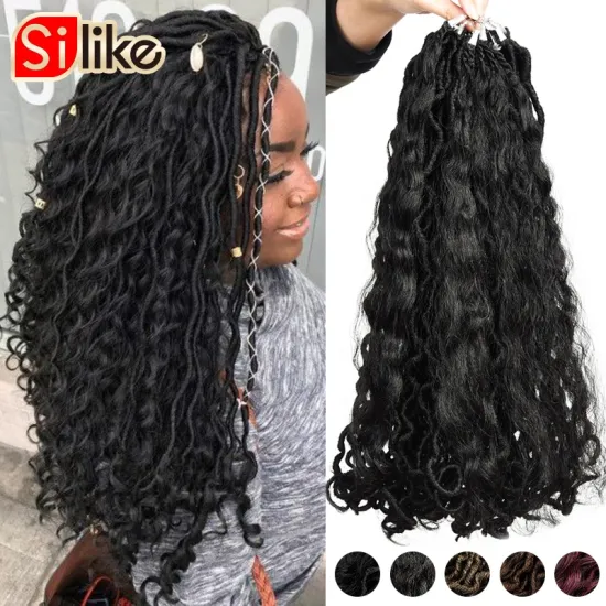 Goddess Faux locs Crochet Hair Soft Locs Wavy Crochet Braids Dreadlocks Curly Wavy Braiding Hair Extensions 12 Strands  Braids
