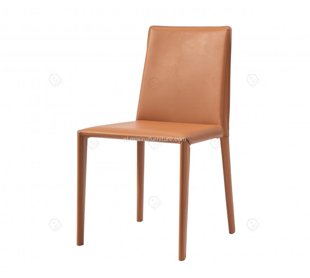 Italiaanse minimalistische zadelleer eetkamerstoelen