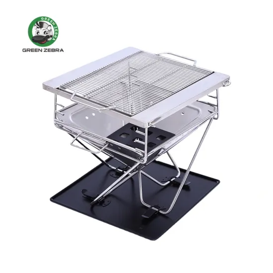 Portable Outdoor Barbecue Camping Grill: Stainless Steel Foldable Korean Charcoal BBQ with Storage Bag