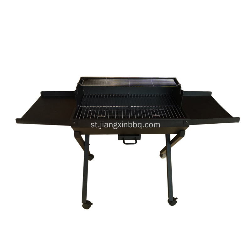 Trolley Charcoal Grill Outdoor with Side Table