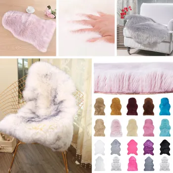 Fur Artificial Sheepskin Hairy Carpet Living Room Bedroom Rugs Skin Fur Plain Fluffy Area Rugs Washable Bedroom Faux Mat #5