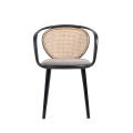 Wholesale Modern Rattan Back Upholstered Plastic Frame Rattan Backrest Soft Seat Dining Chairs Cane Back Wicker