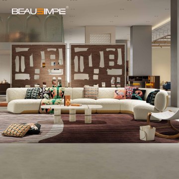 Stylish LAGOON Fabric Sectional with Curved Elegance
