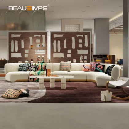 Stylish LAGOON Fabric Sectional with Curved Elegance