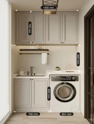 Stainless Steel Balcony Storage Cabinet with Laundry Sink