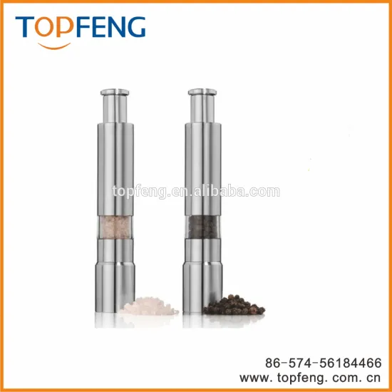 thumb-operated salt and pepper grinder,stainless steel salt and pepper grinder/mills,manual pepper grinder/seasoning pot