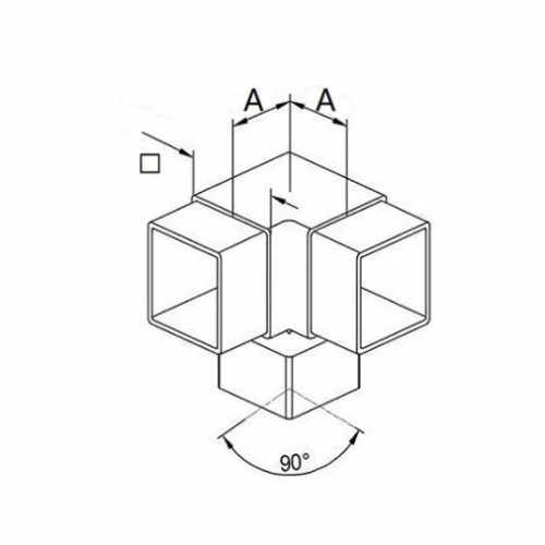 TEE de acero inoxidable de acero cuadrado TEE 90 grados
