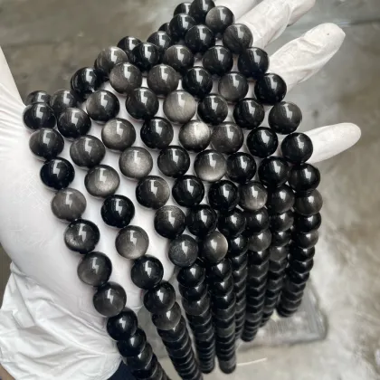 High-Quality Natural Obsidian Beads for Necklace Jewelry Making