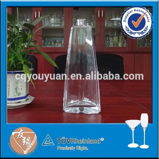 0.7 liter triangular shape personalized tequila bottle