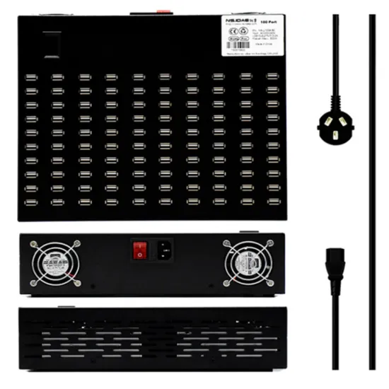 100 port usb charging station with multiple outlets