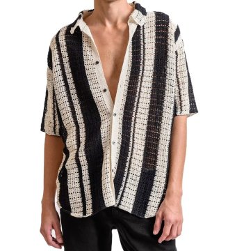 Summer Retro Knitted Lapel Shirt with Custom LOGO