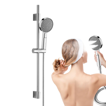 Wall-Mounted 3D Face Design 12cm Handheld Shower Head Set with Adjustable Sliding Bar