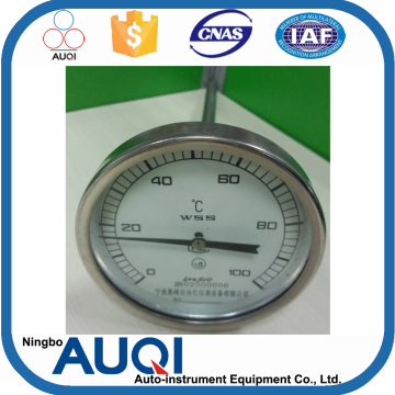 Dial dia 100mm axial bimetal thermometer, wholesale high quality thermal bimetal, 0--100 degree C bimetal temperature thermostat