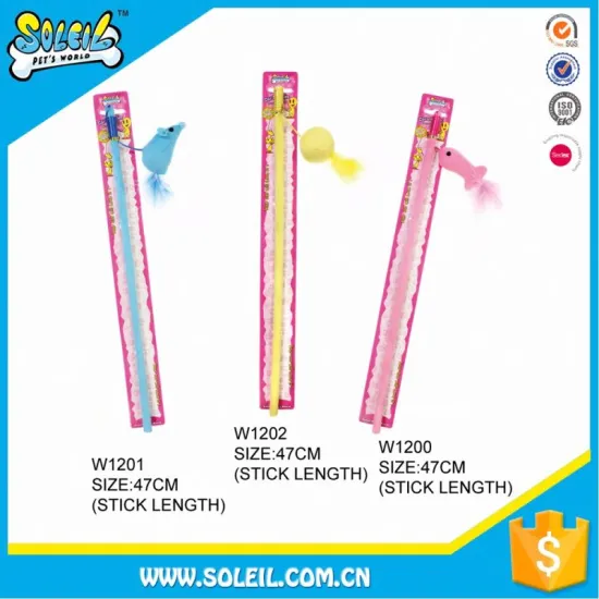 Different Colors Polyester Cat Teaser Stick Toys