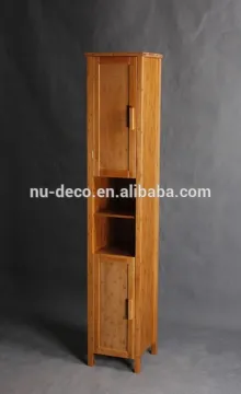 Bathroom floor standing cabinet bamboo bath high cabinet