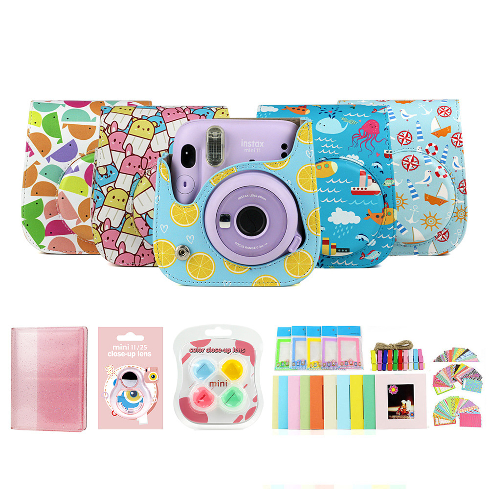 Fujifilm Instax Mini 9 8 8+ Camera Accessories Bundle Kit Shoulder Strap Bag Case Photo Album Film Frame Filters Selfie Lens Set