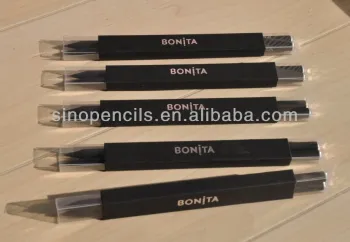 Tow pcs HB black wooden pencil with crystal in pvc box with black paper tube