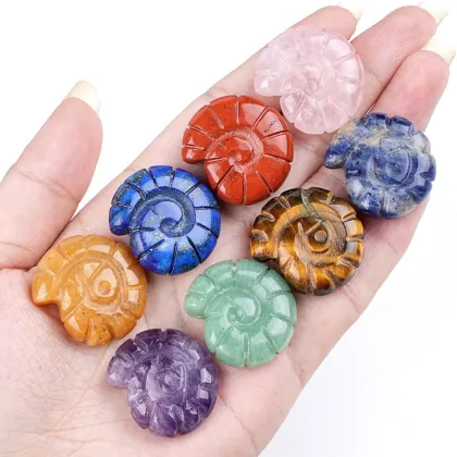 Gemstone Carved Conch Charm Pendant Ornament Natural Stone 25MM Sea Conch Handmade Craved Snail Ornament