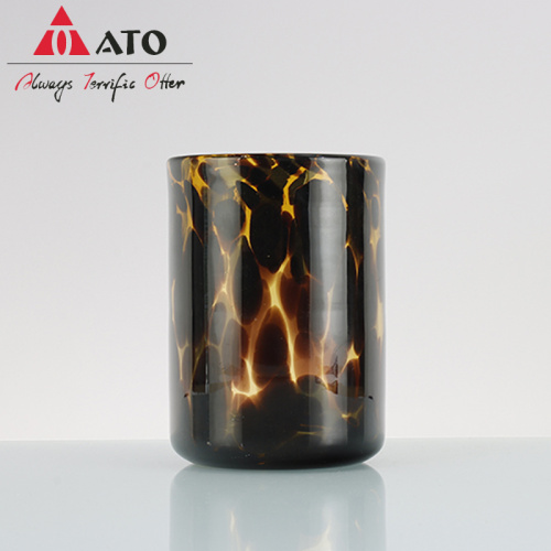 Vintage crystal glass unique leopard cylinder glass vase