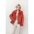 New women's fashionable PU bonded fake fur jacket