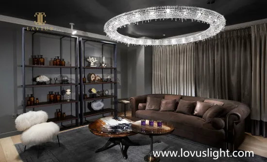 2022 white k9 crystal chandelier light luxury custom villa living room chandelier decorative disc shape creative chandelier