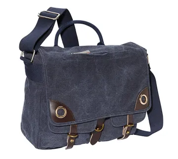 Custom good quality waxed canvas messengers leather trim