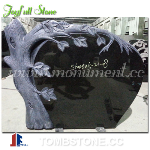 Tree Style Black Granite Monument for Cemetery, headstone with trees