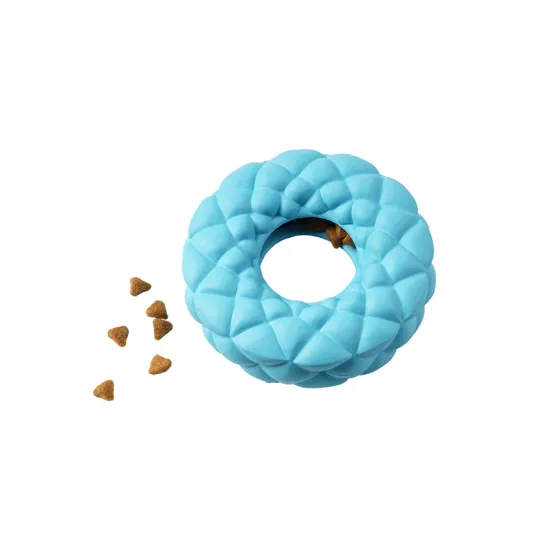 Fillable Rubber Donut Dog Chew Toy with Treat Hole