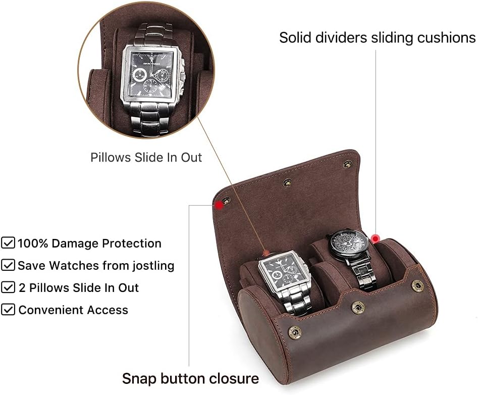 Small Watch Leather Roll Travel Case Storage Box