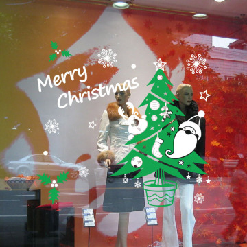 Merry Christmas Wall Sticker Wall Decal for Home Decor with Chirstmas Tree
