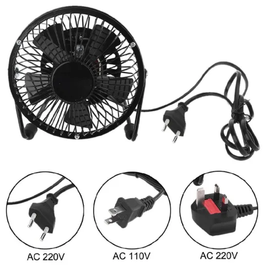 US EU UK Plug AC 110V 220V Electric Fans 5 inch Table Metal Fan Small Desktop Fan for Home and Office Personal Fan U1JE