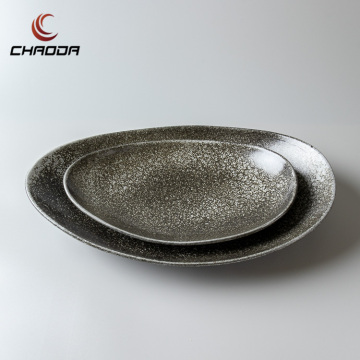 Dark Grey Porcelain Seafood Plate for Catering