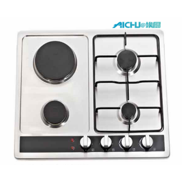 4 Burners Gas Hob Enamel Pan Menyokong