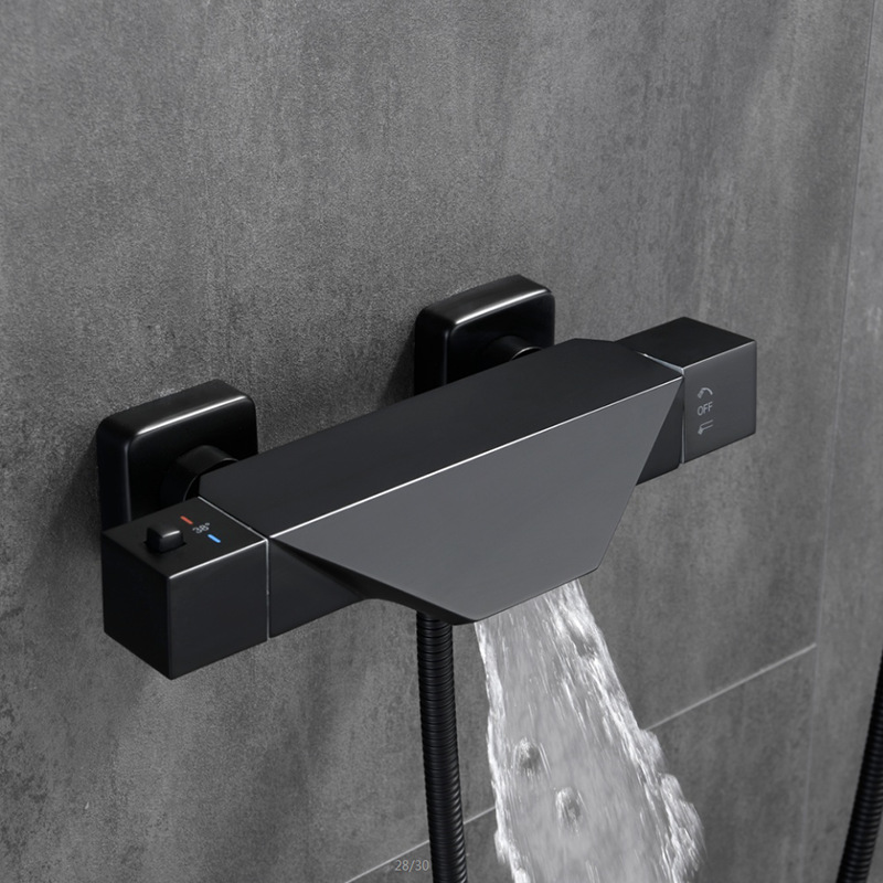 Matte black thermostatic simple shower faucet faucet 3