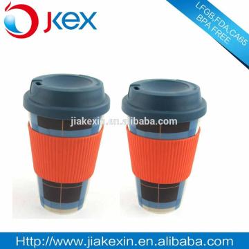 plastic silicone coffee drinking cup with lid