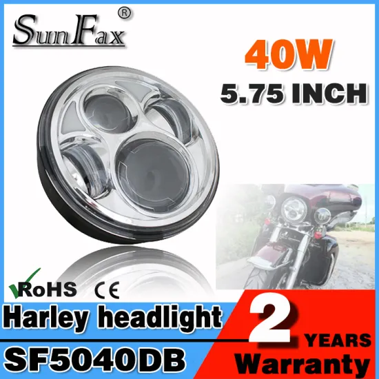 Hi/Lo Beam Harley Motorcycle 5.75'' 40w round led headlight with Silvery housing