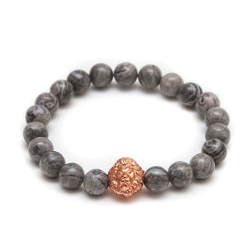 Natural Stone Beads Stainless Steel Lion Head Bracelet