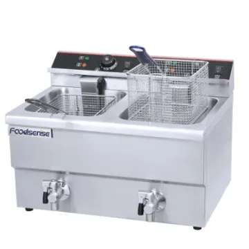 Best Price Restaurant Deep Fryer Temperature Control 2-Tank 2-Basket Fryer with Tap